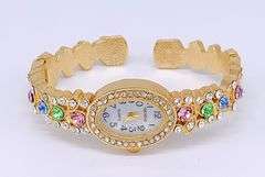 LADIES GENEVA & GEMSTONE WATCH-18KT GP