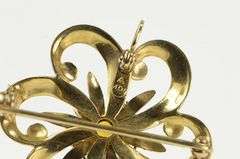 10K Yellow Gold 1950's Ornate Syn. Ruby & Citrine Flower Pendant/Pin