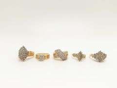 5 Beautiful 10k Gold Diamond Rings!