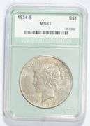 MS61 1934-S Peace Silver Dollar - Graded NTC
