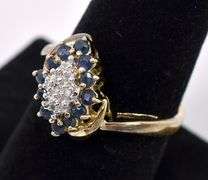 Vermeil Blue Sapphire and Diamond Ring In Sterling Silver
