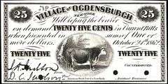 Superb Crisp 1800's 25 Cent Proof Village Of Ogdensburgh New York!