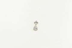 14K White Gold Pear & Round Cubic Zirconia Vintage Charm/Pendant