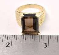 Fancy Smoky Quartz Ring In 14K Yellow Gold
