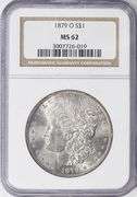 Exceptional BU 1879O Morgan Silver Dollar NGC MS 62!