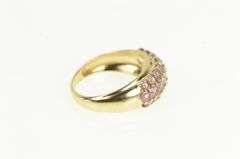 14K Yellow Gold Domed Pave Pink Topaz Statement Band Ring