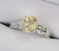 14K White Gold 1.50 Ctw Honey Heliodor Diamond Engagement Ring