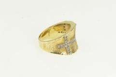 14K Yellow Gold 0.62 Ctw Diamond Grid Curved Statement Band Ring