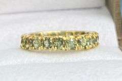 14KT SOLID YELLOW GOLD & GREEN SAPPHIRE ETERNITY BAND RING