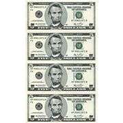 Uncut Currency Sheet 4 x $5 2006 UNC