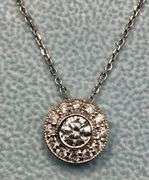 BREATHTAKING 14K WHITE GOLD HALO SOLITAIRE DIAMOND PENDANT NECKLACE