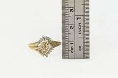 10K Yellow Gold Wavy Diamond Bypass Vintage Statement Ring