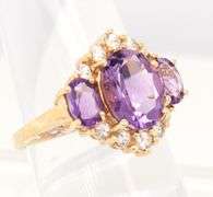 Elegant Yellow Gold Amethyst and Sapphire Cocktail Ring