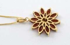 Pretty Garnet Flower Pendant on Necklace