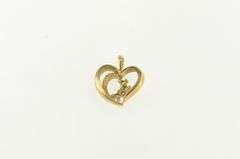 14K Yellow Gold Vintage Diamond Heart Valentine Love Charm/Pendant