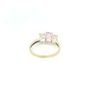 10K White Gold Emerald Cut Pink Topaz Three Stone Statement Ring