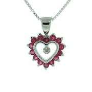 Ruby and Diamond accent Pendant in Sterling Silver