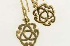 14K Yellow Gold Celtic Trinity Knot Vintage Dangle Earrings