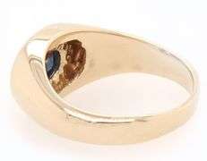 1.10ct Oval Sapphire and 0.30ctw Diamond Frame Bezel Set Ring in 14K
