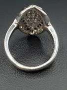 Silver & Black Natural Diamond Football Ring