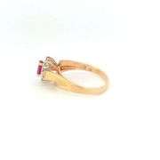 10K Yellow Gold Marquise Ruby Diamond Halo Statement Ring