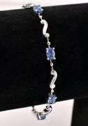 Blue Gemstone Fancy "S" Link Bracelet In Sterling Silver