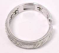 CZ Hinged Cuff Bracelet In Sterling Silver