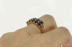 14K Yellow Gold Natural Sapphire Diamond Squared Statement Ring