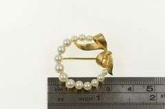 14K Yellow Gold Vintage Pearl Wreath Statement Pin/Brooch