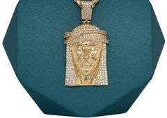 14K YELLOW GOLD JESUS FACE CHARM WITH CHAIN