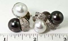 Dramatic Black and White South Sea Pearl 14K Earrings
