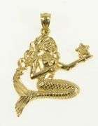 14K White Gold Mermaid Sea Siren Mystical Creature Charm/Pendant