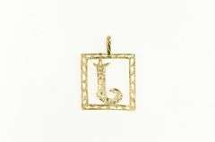 14K Yellow Gold Square J Monogram Name Letter Initial Pendant