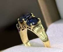 6.0 CARAT NATURAL BLUE SAPPHIRE RING IN 14KT SOLID YELLOW GOLD