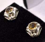 Yellow Gemstone Stud Earrings In Sterling Silver