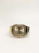 Fancy Square Face Geneva Cuff Watch with Gemstones!