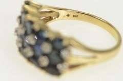14K Yellow Gold Natural Sapphire Diamond Squared Statement Ring