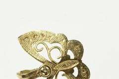 10K Yellow Gold Two Tone Butterfly Change Symbol Filigree Pendant