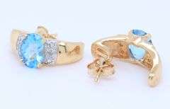 Blue Topaz and White Sapphire Pendant with Aquamarine and Sapphire Earrings