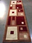 Carved Modern Wool Runner 2.6x8