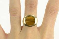 14K Yellow Gold 1960's Squared Tiger's Eye Vintage Retro Ring