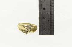 10K Yellow Gold Vintage Classic Diamond Wavy Cluster Bypass Ring