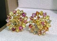 GORGEOUS 14KT SOLID YELLOW GOLD EARRINGS WITH NATURAL SAPPHIRES!