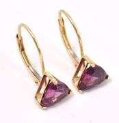 Amazing Rhodolite Garnet Dangle Earrings In 14K Yellow Gold