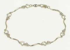 10K White Gold Heart Love Symbol Diamond Accent Vintage Bracelet