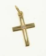 14K Yellow Gold Cross Diamond Christian Faith Symbol Charm/Pendant