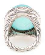 Vintage David Yurman Signature Oval Chalcedony and Diamond Frame Ring in Sterling