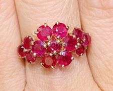 14KT SOLID YELLOW GOLD & RUBY COCKTAIL RING