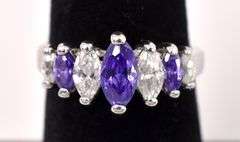 Purple And White CZ Ring In Sterling Silver