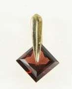 14K Yellow Gold Princess Garnet Ornate Classic Vintage Pendant